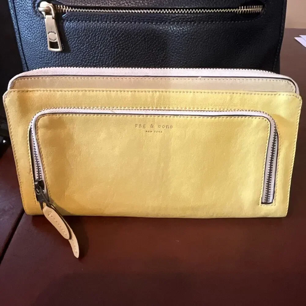 Rag & Bone Yellow Leather Zip Clutch Wallet VGUC SS26 Canary Trend BOLO
